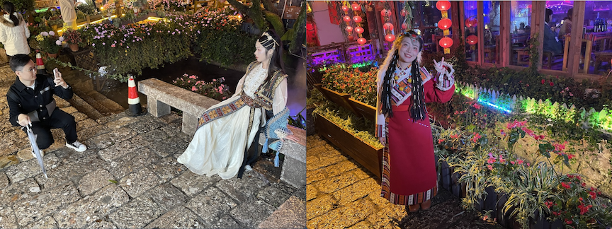 Chinese Gen Z tourists come to Lijiang, rent costumes from clothing stores and then spend the rest of the evening taking photos amid the colorful flowers and lights that complement the canals and bars of Lijiang's Old Town.